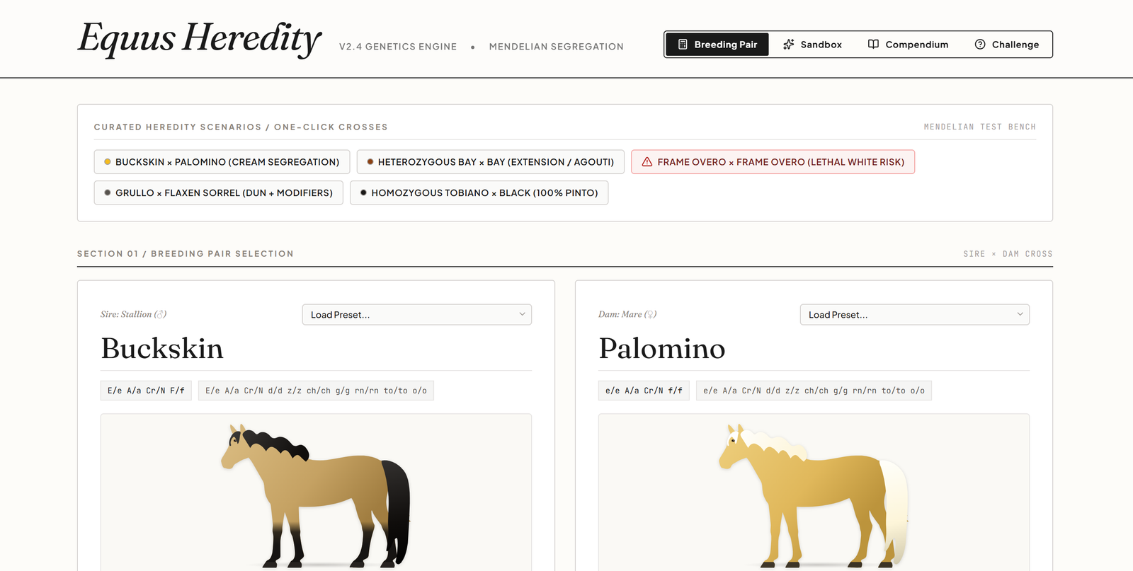 Equus Heredity equine color genetics app